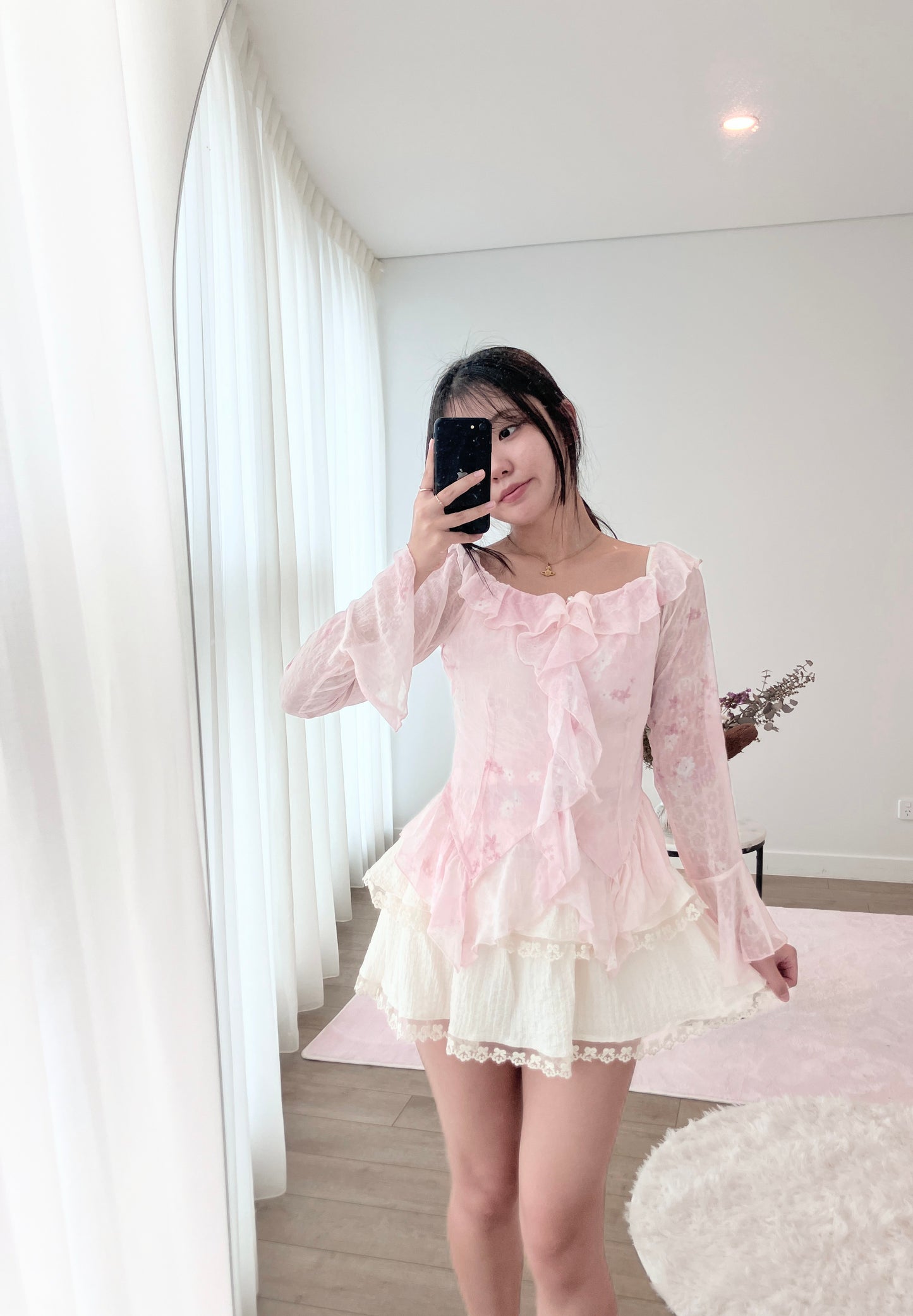 PINK Ruffle Bloom Blouse