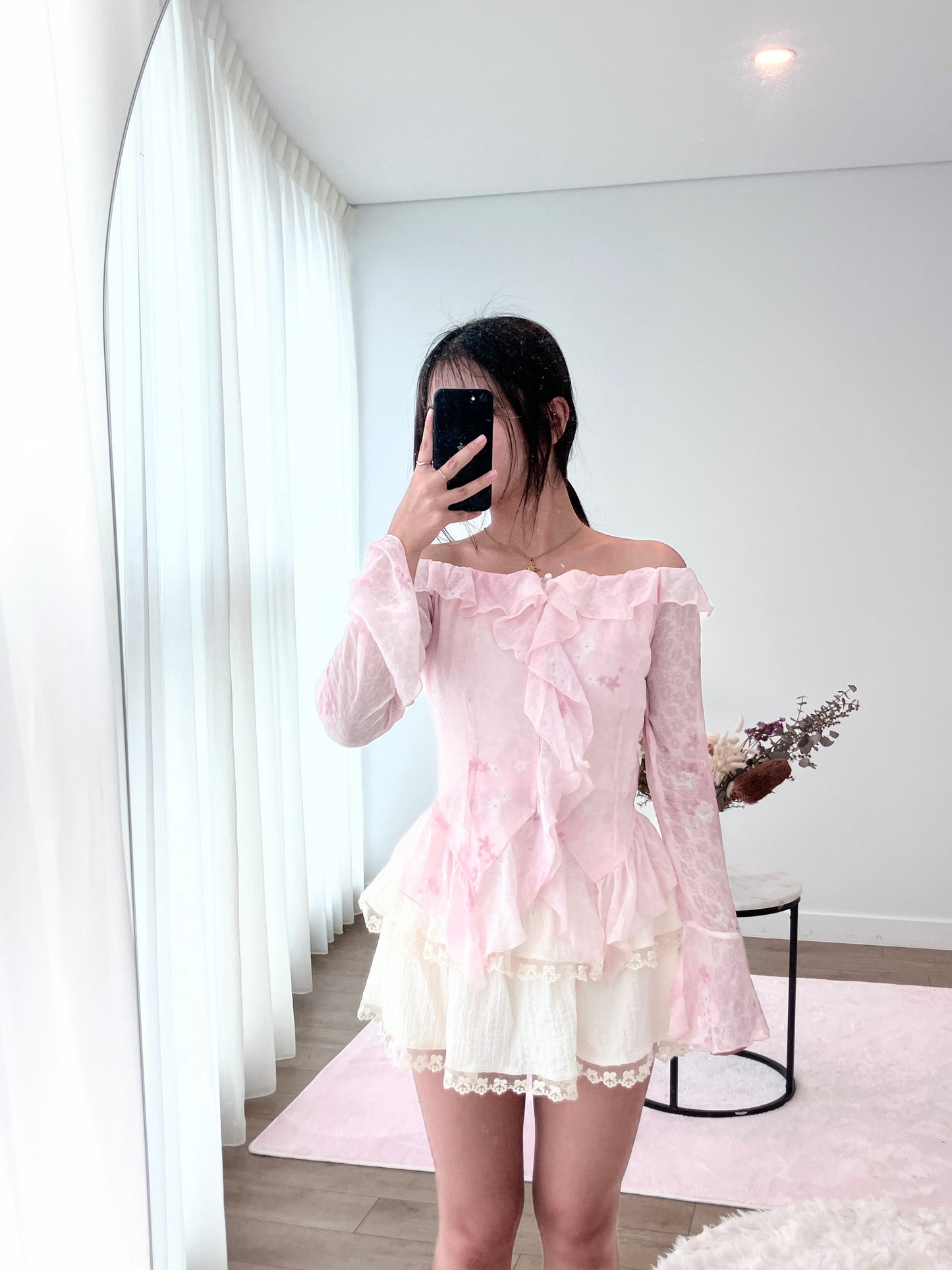 PINK Ruffle Bloom Blouse