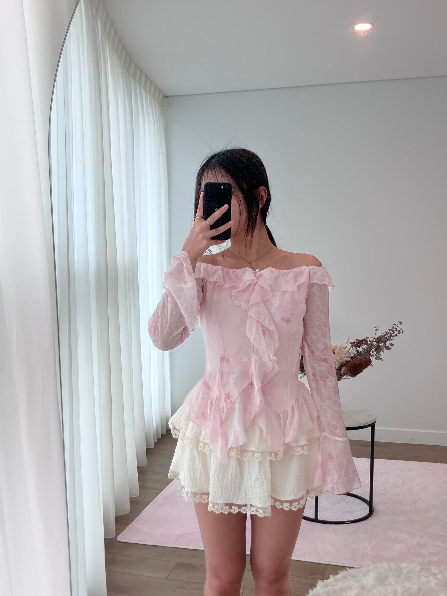 PINK Ruffle Bloom Blouse