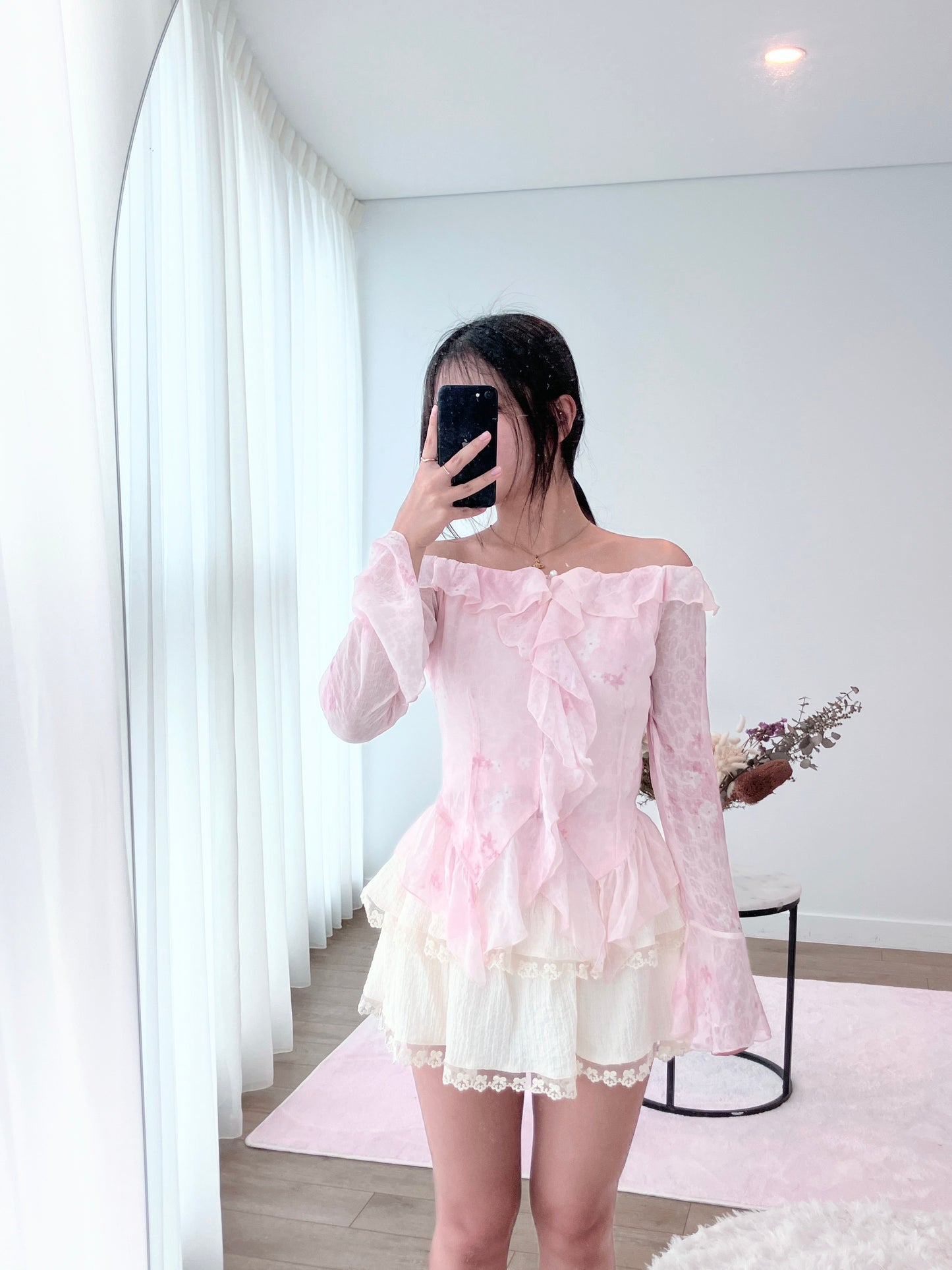 PINK Ruffle Bloom Blouse