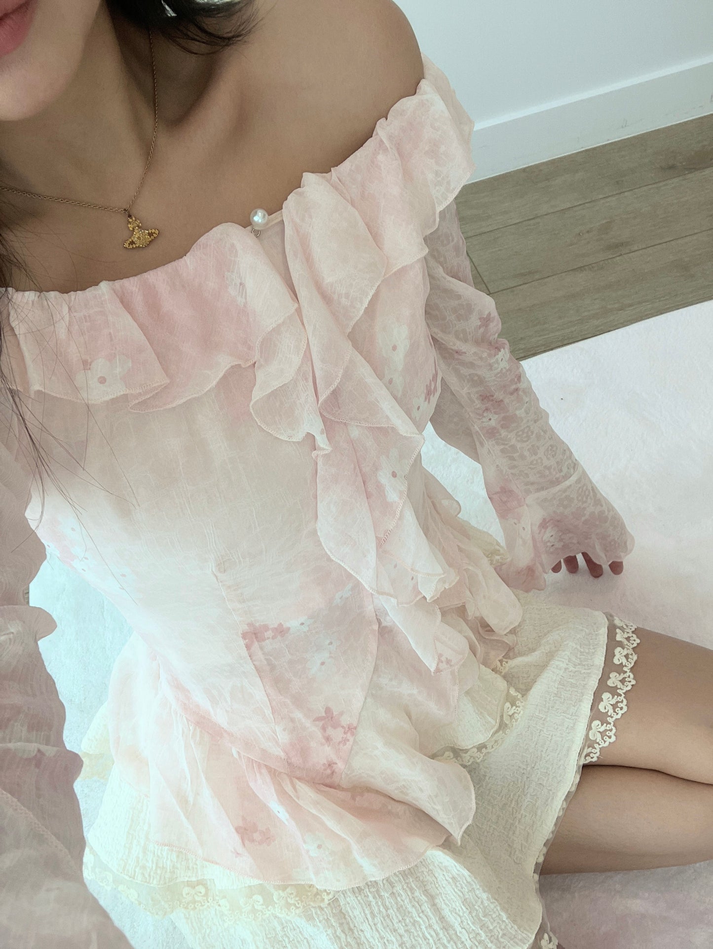 PINK Ruffle Bloom Blouse