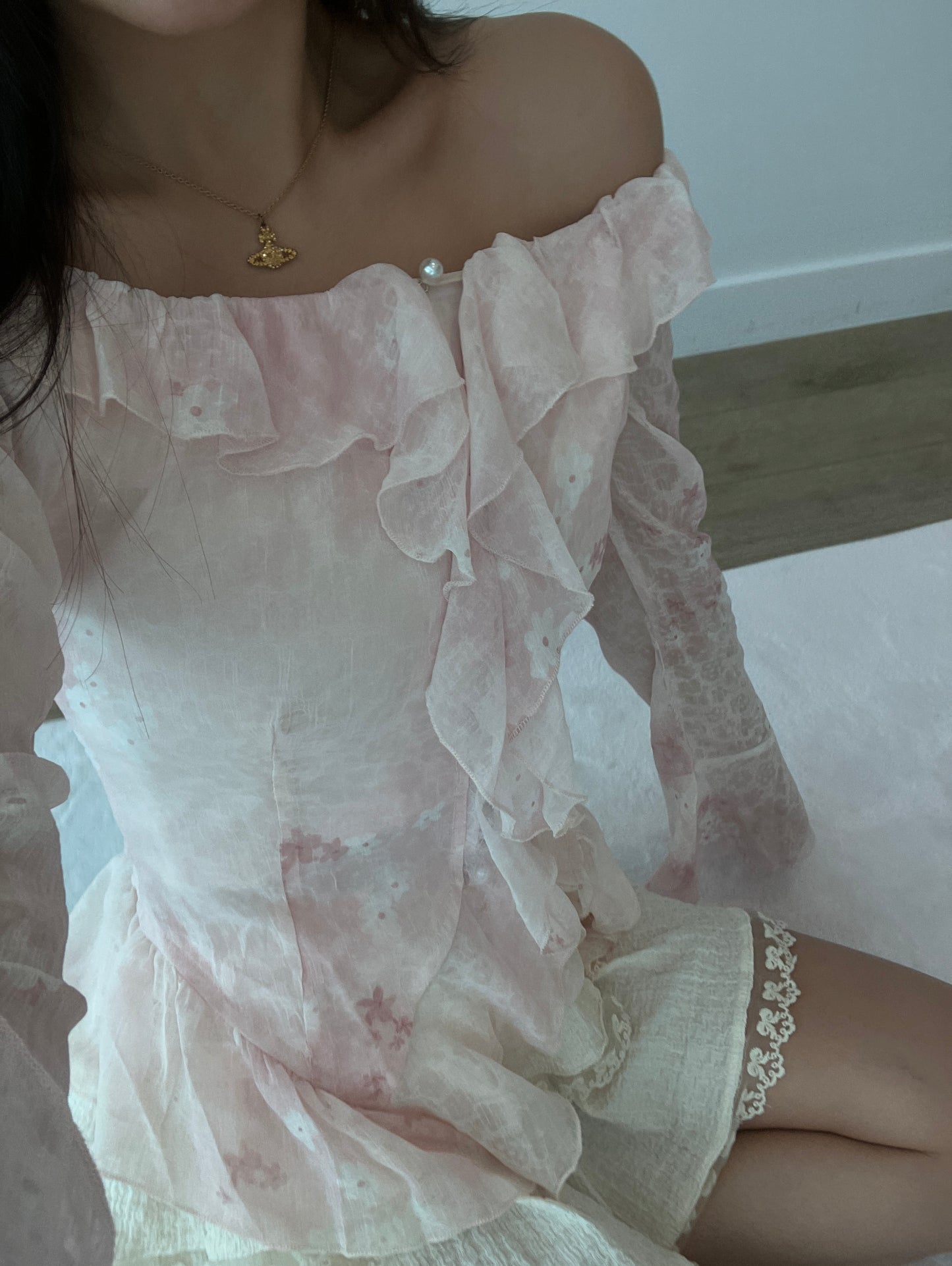 PINK Ruffle Bloom Blouse