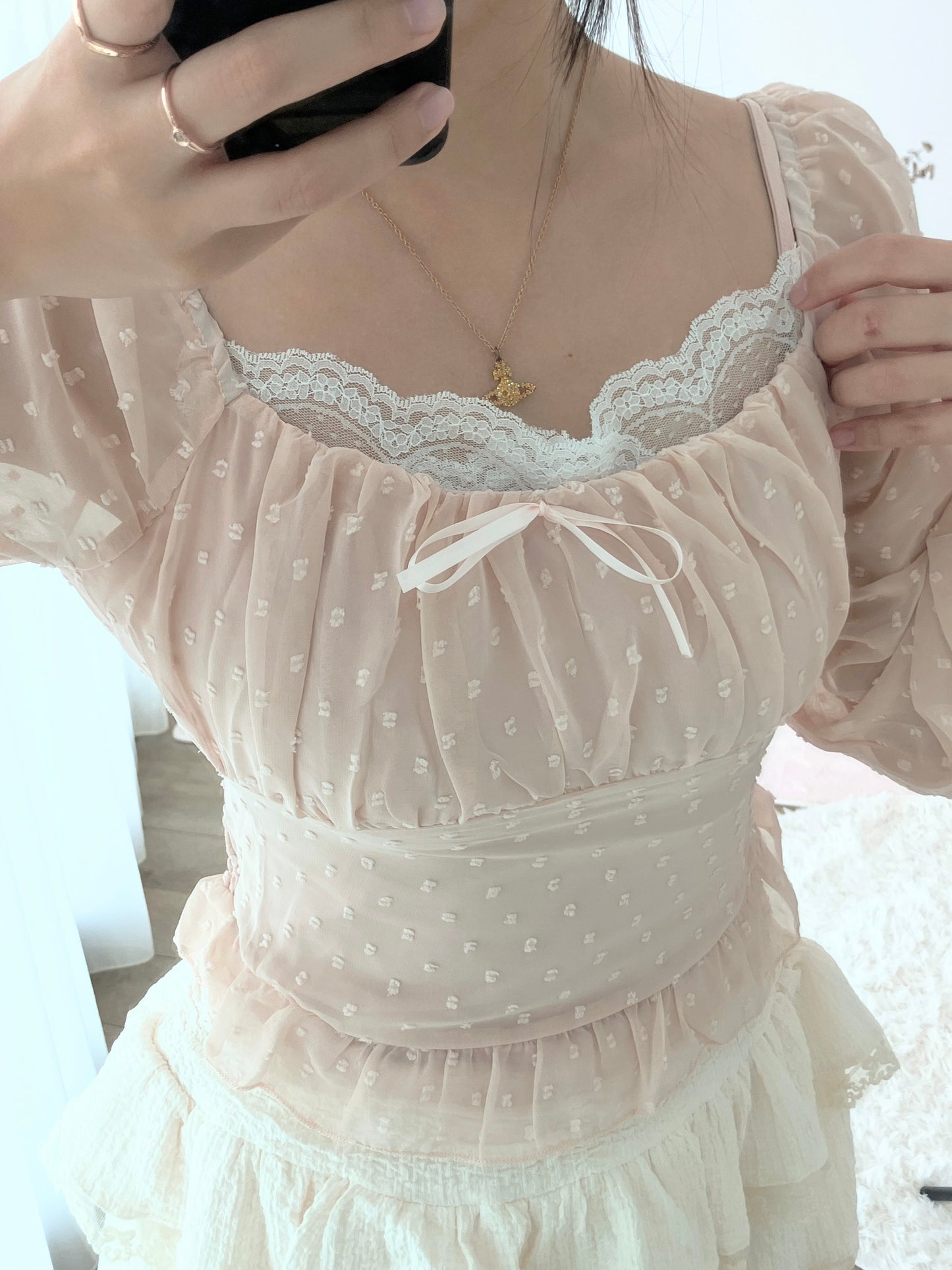Blush Dot Romance Blouse