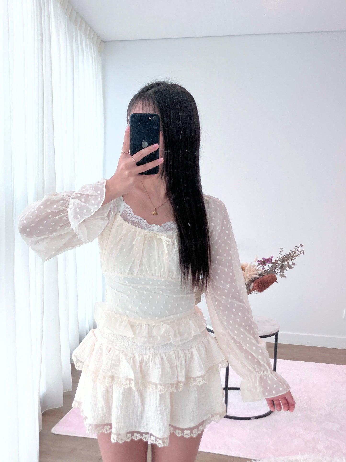 Blush Dot Romance Blouse White
