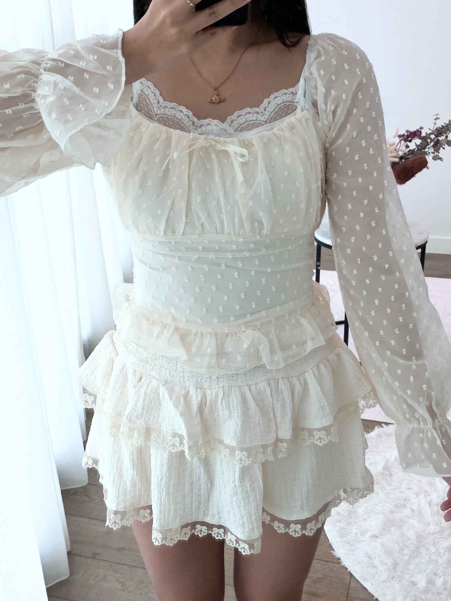 Blush Dot Romance Blouse White
