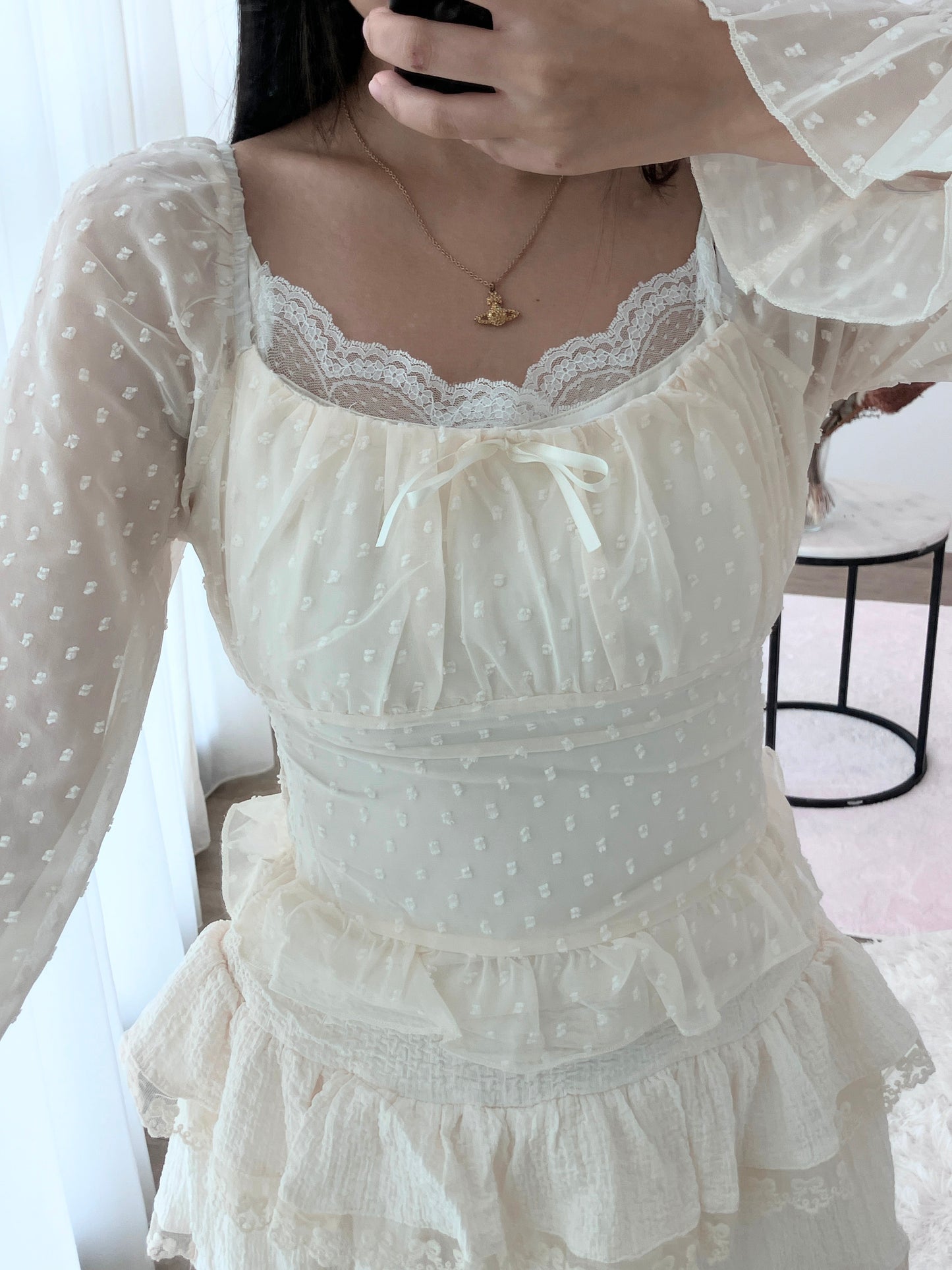 Blush Dot Romance Blouse White