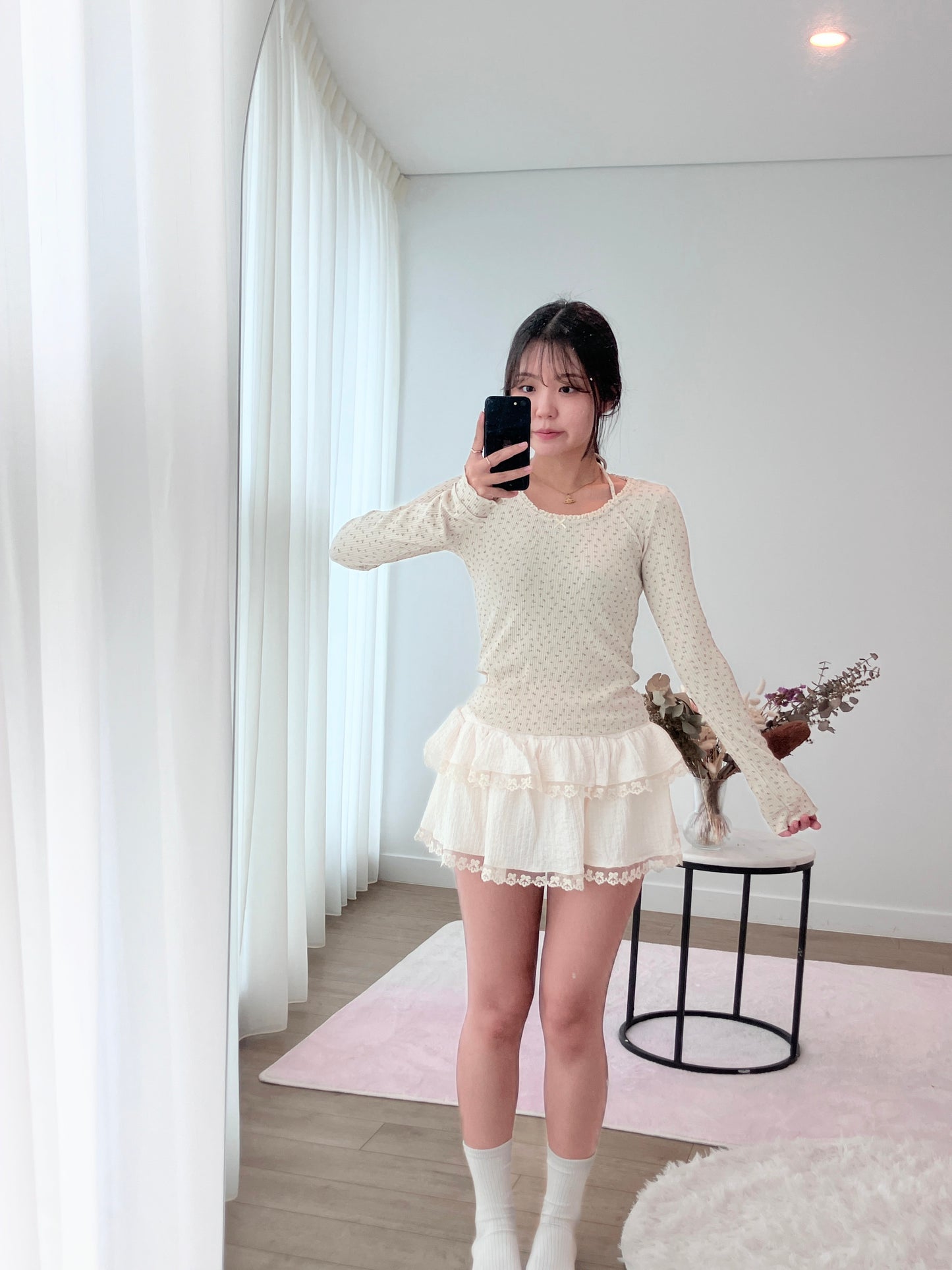 Beige Petal Knit Tee