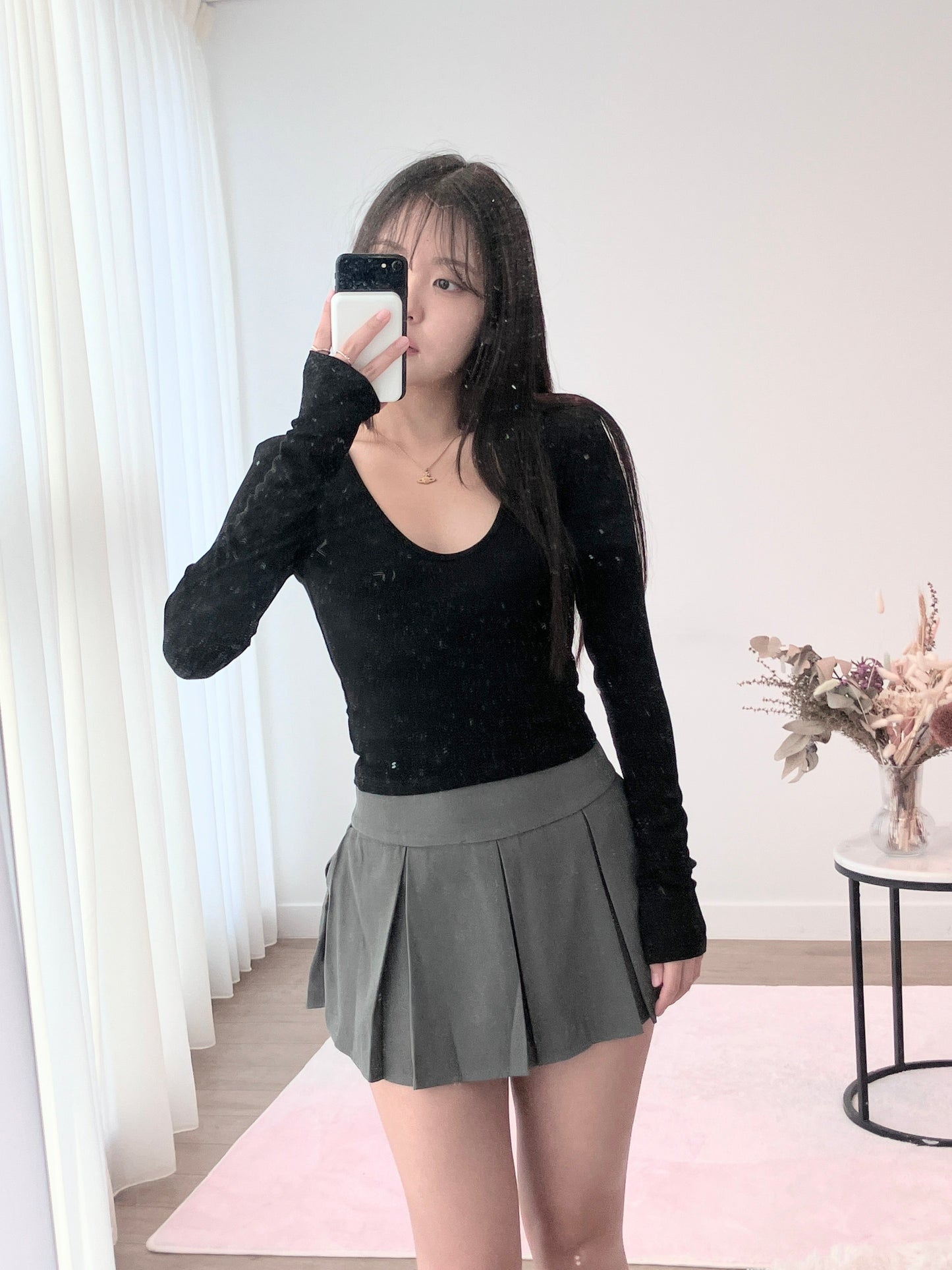 Soft U-Neck Slim Tee Black