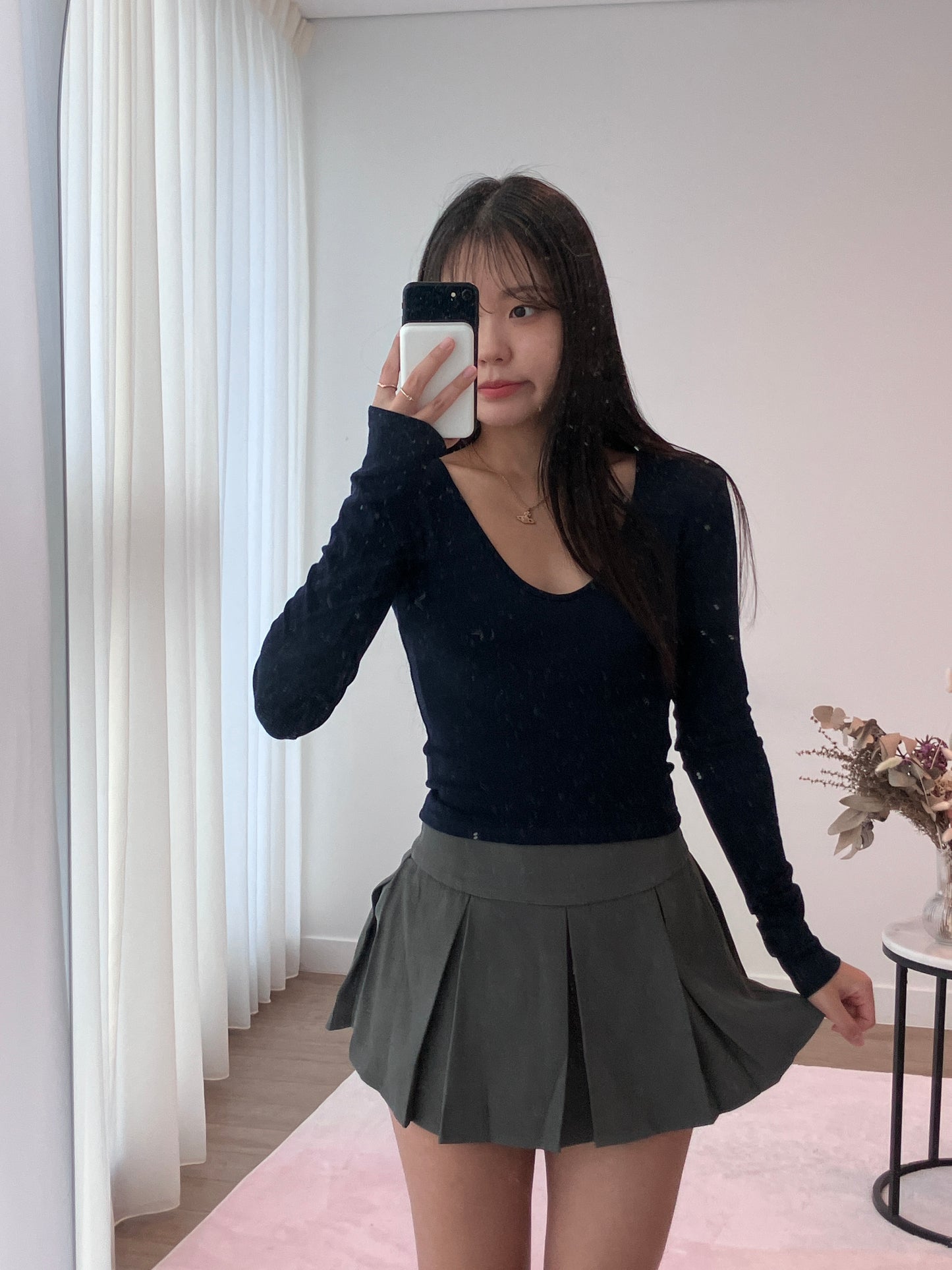 Soft U-Neck Slim Tee Navy