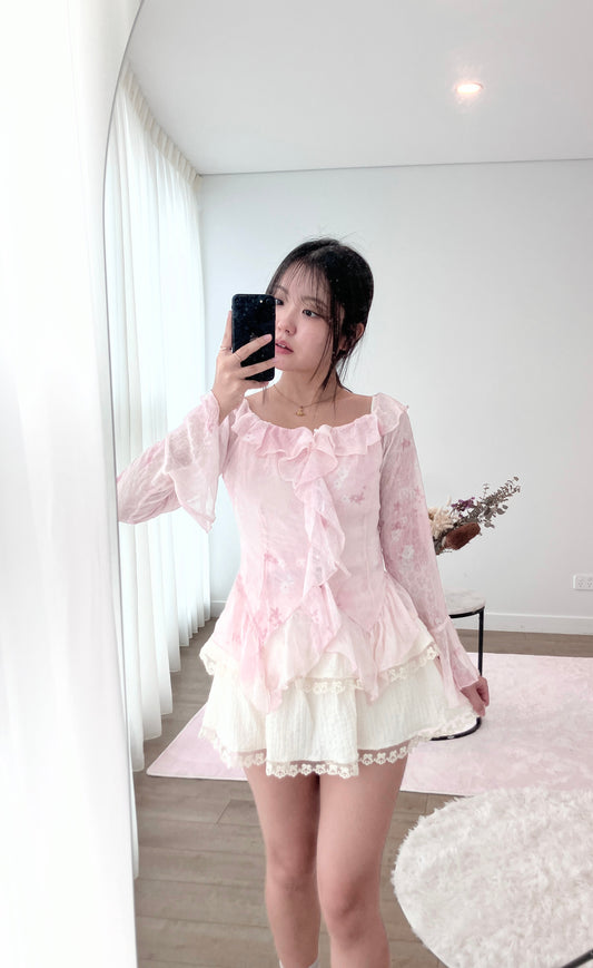 PINK Ruffle Bloom Blouse