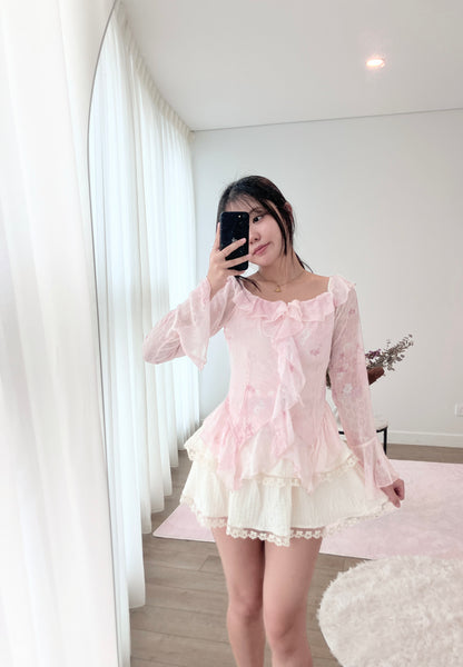 PINK Ruffle Bloom Blouse