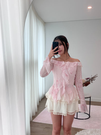 PINK Ruffle Bloom Blouse