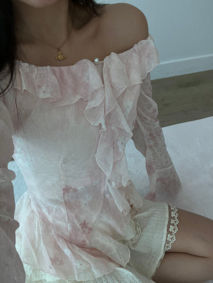 PINK Ruffle Bloom Blouse