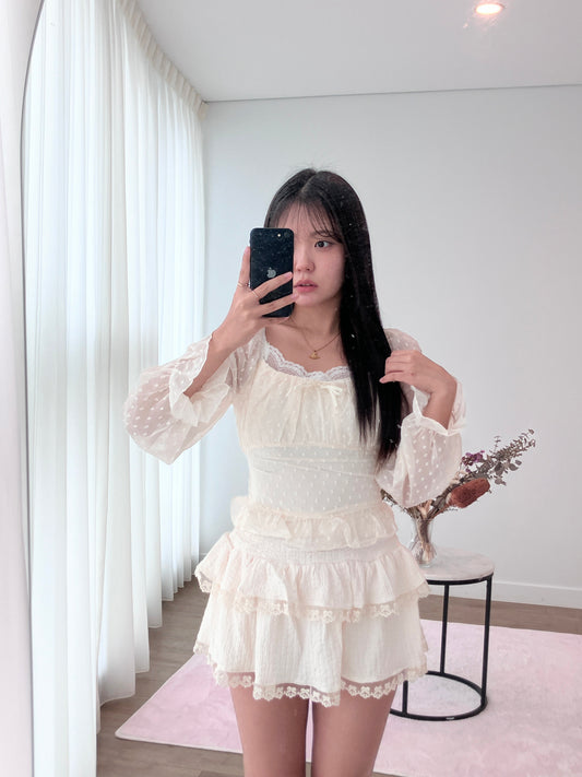 Blush Dot Romance Blouse White