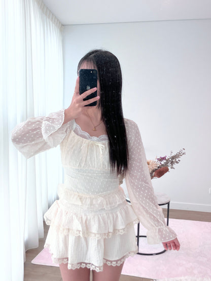 Blush Dot Romance Blouse White
