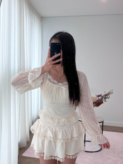 Blush Dot Romance Blouse White