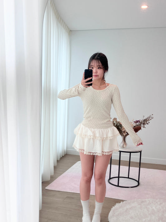 Beige Petal Knit Tee