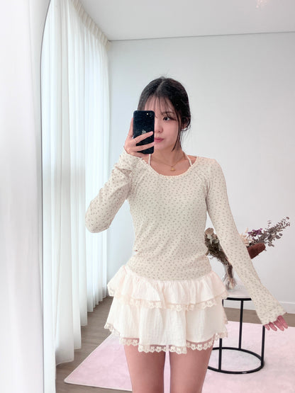 Beige Petal Knit Tee