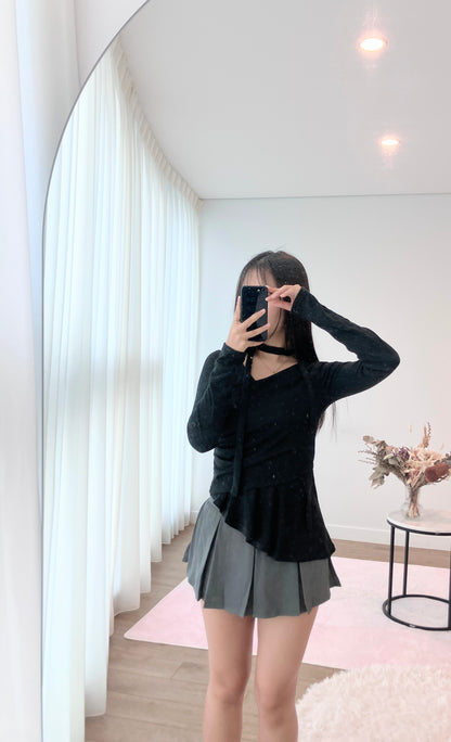 Ballet Wrap Asymmetry Black  Top
