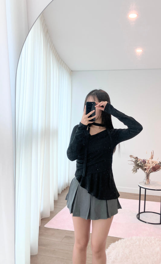 Ballet Wrap Asymmetry Black  Top