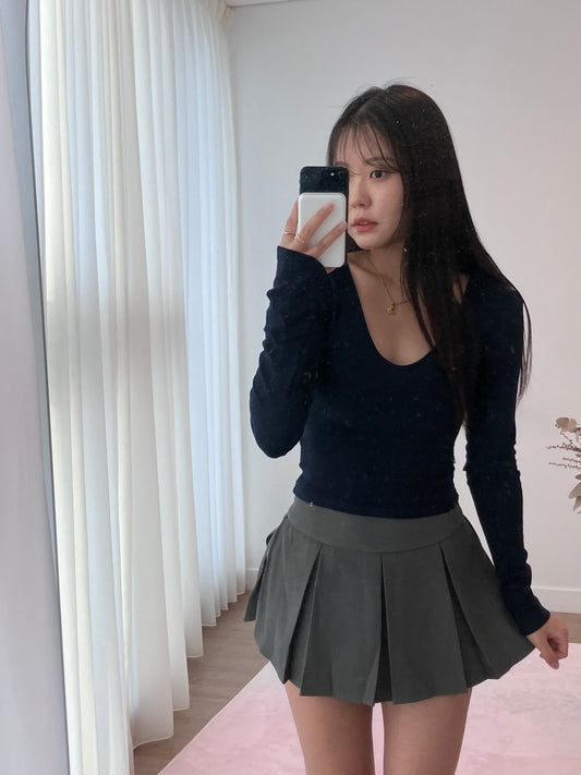 Soft U-Neck Slim Tee Navy