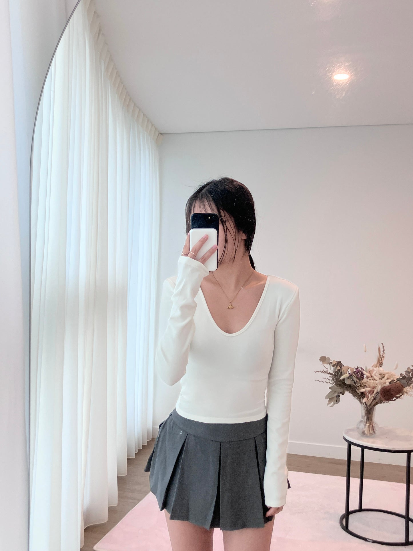 Soft U-Neck Slim Tee White