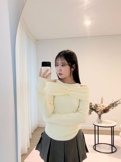 Sweetheart Off-Shoulder Knit White