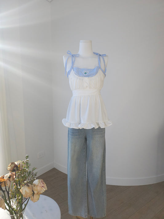 Ponie floral top blue
